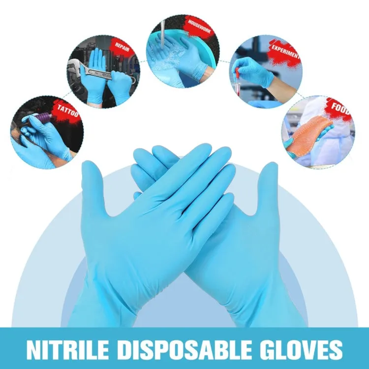 100 PCS Blue Disposable Butyronitrile Gloves Housework Supplies, Size: L, Suitable for Palm Width: 9cm-10cm