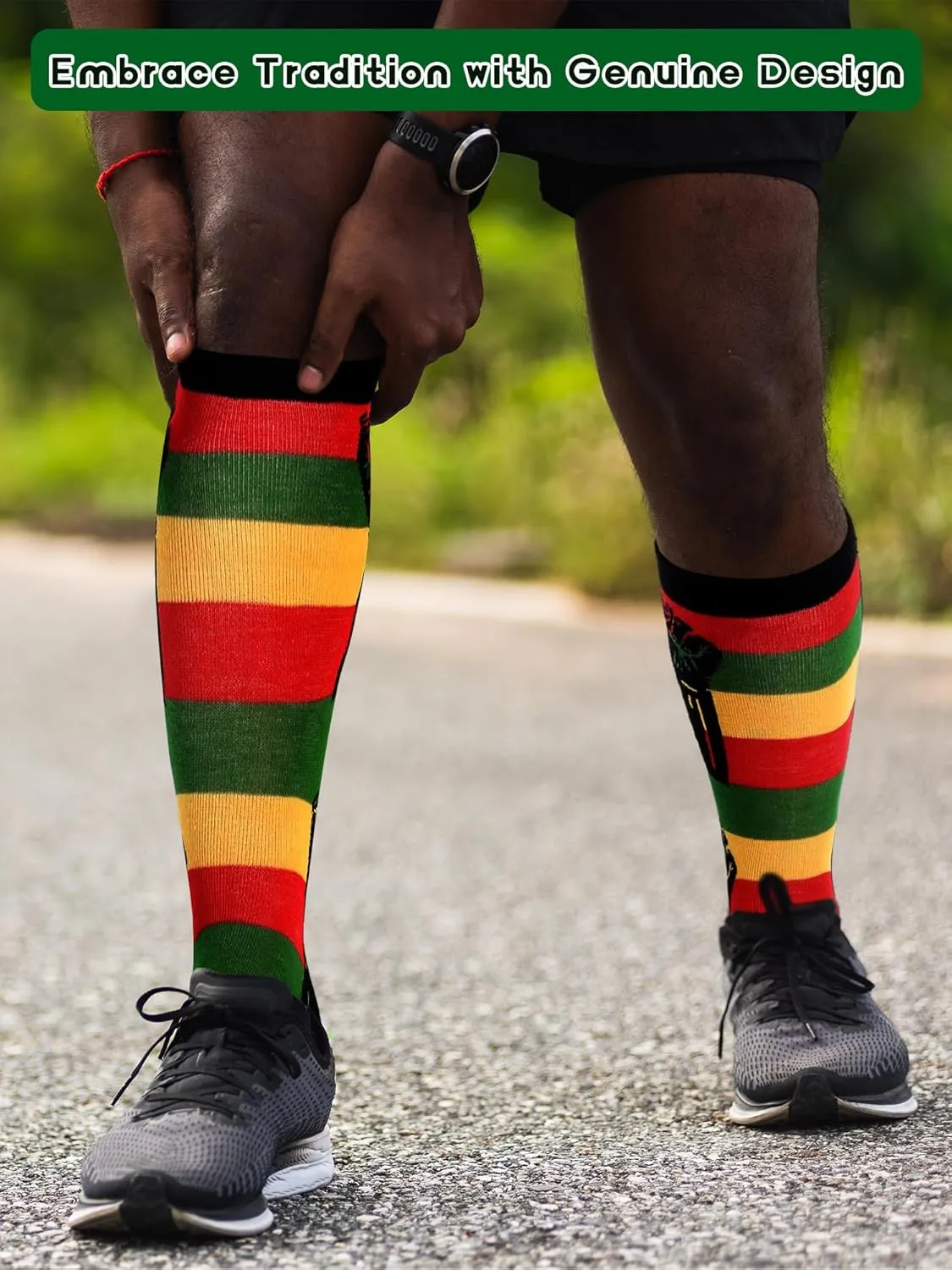 4 Pairs Juneteenth Socks for Men African Flag Funny Crew Socks June 19th Gift Black History Month