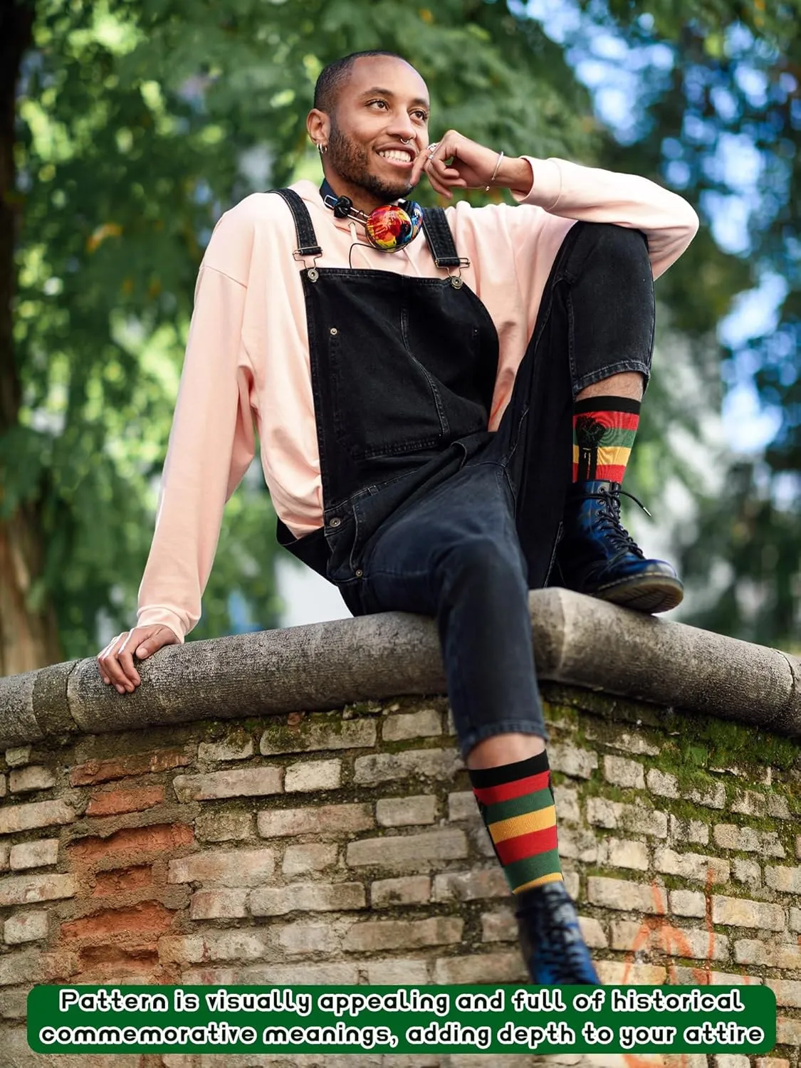 4 Pairs Juneteenth Socks for Men African Flag Funny Crew Socks June 19th Gift Black History Month