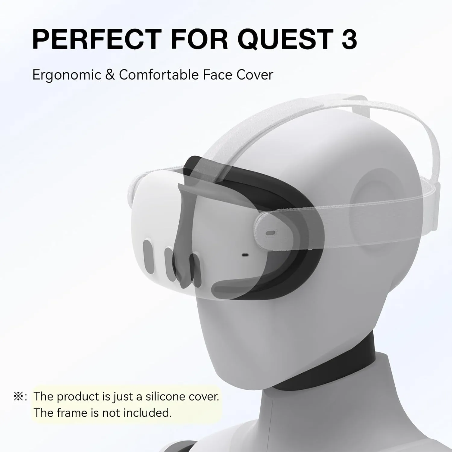 APEXINNO VR Silicone Face Pad Cover for Meta Quest 3 Original Headset Accessories,Oculus/Meta Quest 3 Accessories VR Face Cushion Pad Mask for Original Headset Face Pad (Black)