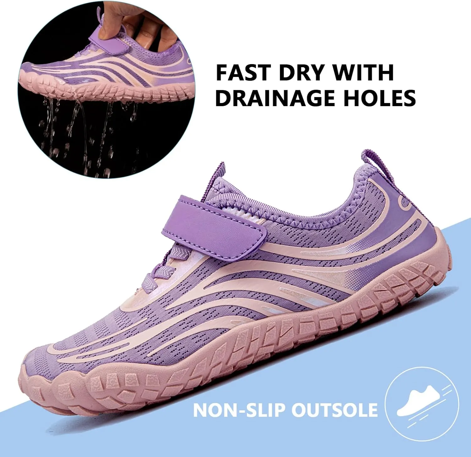 Boys & Girls Water Shoes Lightweight Comfort Sole Easy Walking Athletic Slip on Aqua Sock(Toddler/Little Kid/Big Kid)