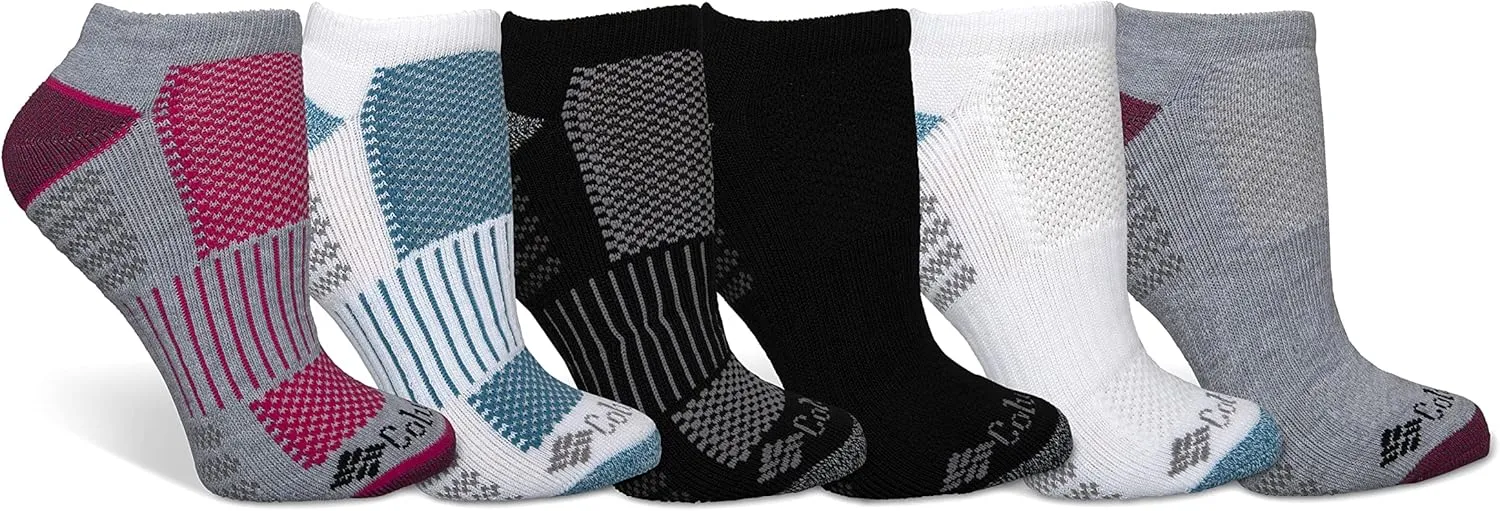 Columbia Women's Cropped Crew Pique Footbed Socks, 6 Pack