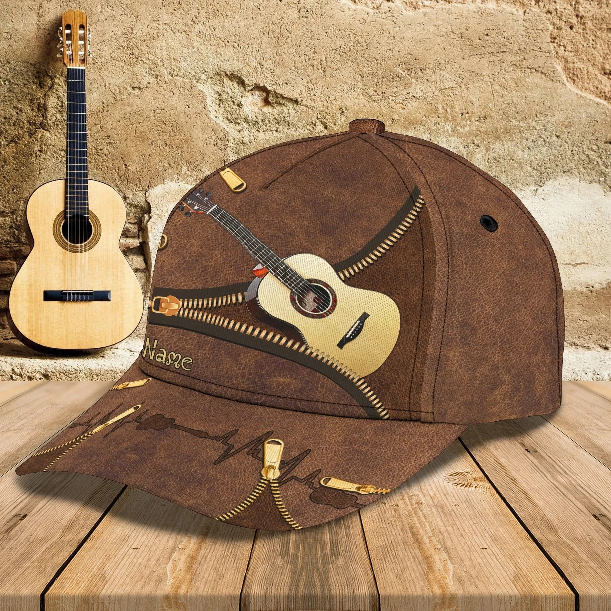 Custom With Name A Baseball 3D Cap Hat, Never Underestimate An Old Man With A Guitar, Guitarist Gifts