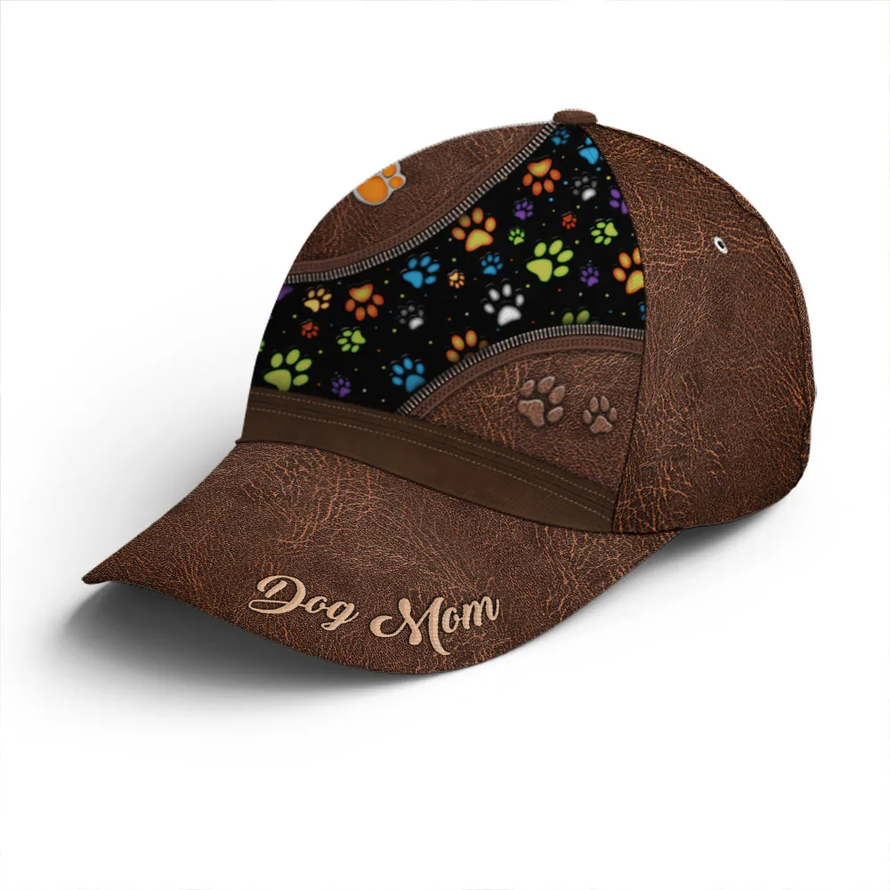 Dog Mom Dog Pawn Printed Leather Style Baseball Cap Coolspod