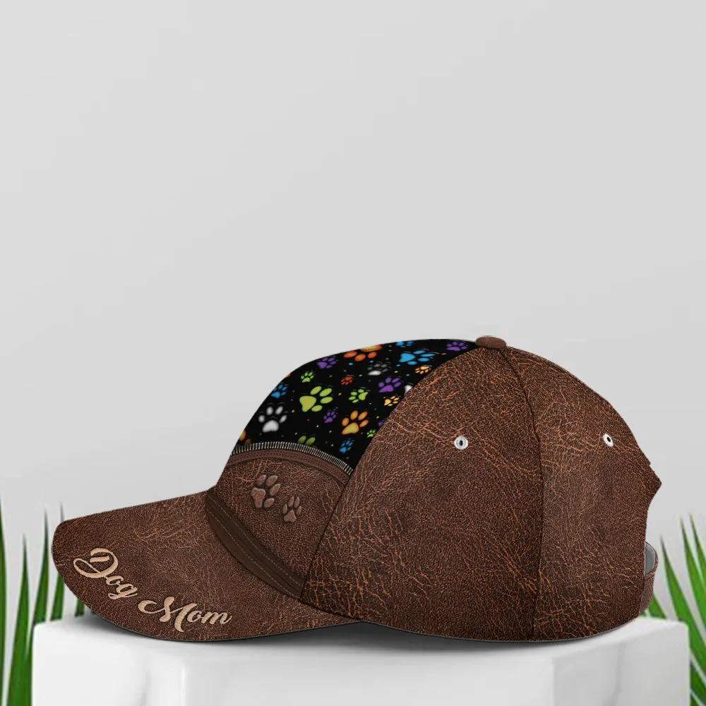 Dog Mom Dog Pawn Printed Leather Style Baseball Cap Coolspod