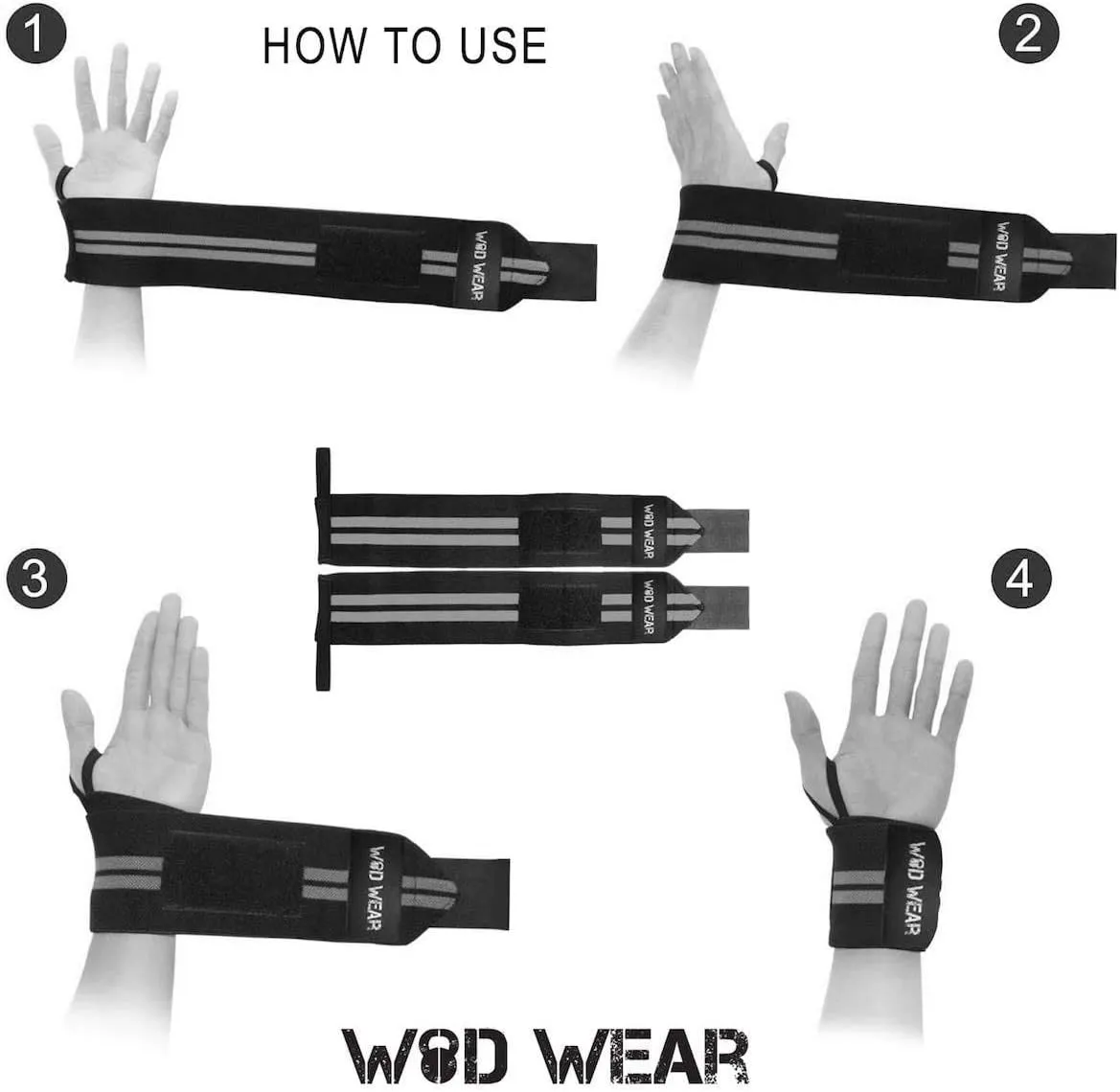 Elastic Wrist Wraps for Powerlifting, Strength Training, Bodybuilding, Cross Training, Olympic Weightlifting, Yoga Support - One Size Fits All