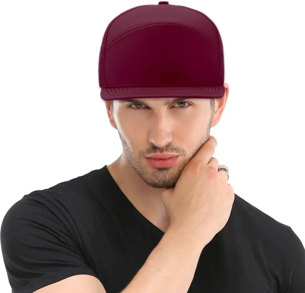 FASHIXD Mesh Snapback Cap for Men Flat Brim Baseball Cap Breathable Golf Hat Adujustable