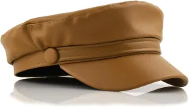 Faux Leather Newsboy Hat for Women Vintage Classic Costume Beret Cap for Men Sailor Fiddler Caps