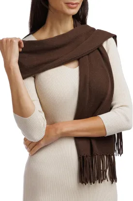 Fishers Finery Women's 100% Pure Cashmere Knit Scarf with Fringe Detail; with Black Label Box