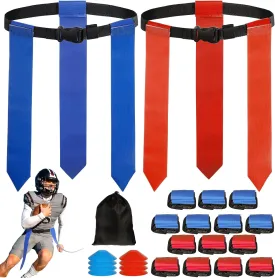 Flag Football Belts, Adjustable Flag Football Set with Flags, Cones Flag Football Belts and Flags for Youth Adults Training