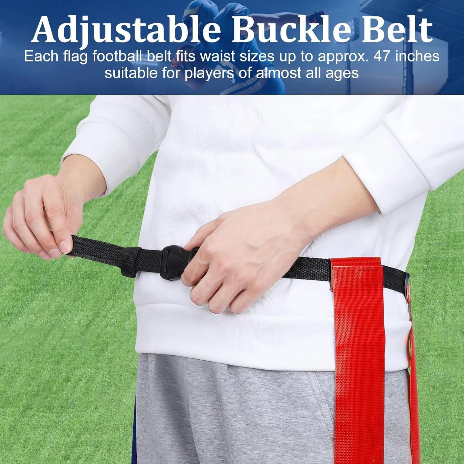 Flag Football Belts, Adjustable Flag Football Set with Flags, Cones Flag Football Belts and Flags for Youth Adults Training