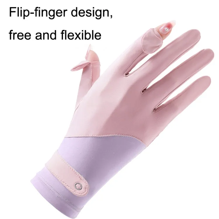 FSN02 1pair UV Resistant Ice Silk Breathable Cool Non-Slip Cycling Driving Thin Gloves Free Code(Blue White)