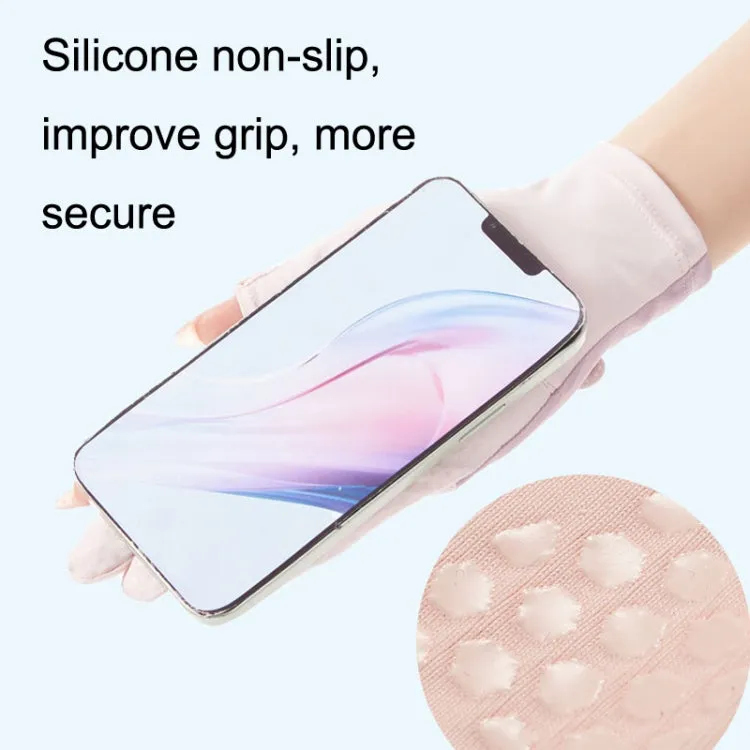 FSN02 1pair UV Resistant Ice Silk Breathable Cool Non-Slip Cycling Driving Thin Gloves Free Code(Blue White)