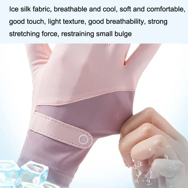 FSN02 1pair UV Resistant Ice Silk Breathable Cool Non-Slip Cycling Driving Thin Gloves Free Code(Blue White)