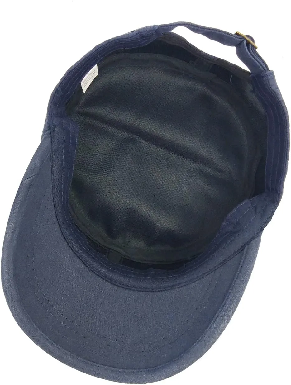 Glamorstar Unisex Cadet Army Cap Washed Cotton Twill Military Corps Hat Flat Top Cap