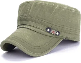 Glamorstar Unisex Cadet Army Cap Washed Cotton Twill Military Corps Hat Flat Top Cap