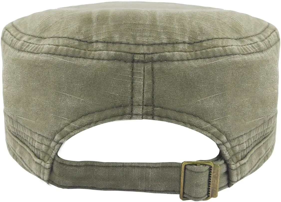 Glamorstar Unisex Cadet Army Cap Washed Cotton Twill Military Corps Hat Flat Top Cap