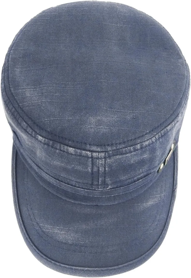 Glamorstar Unisex Cadet Army Cap Washed Cotton Twill Military Corps Hat Flat Top Cap