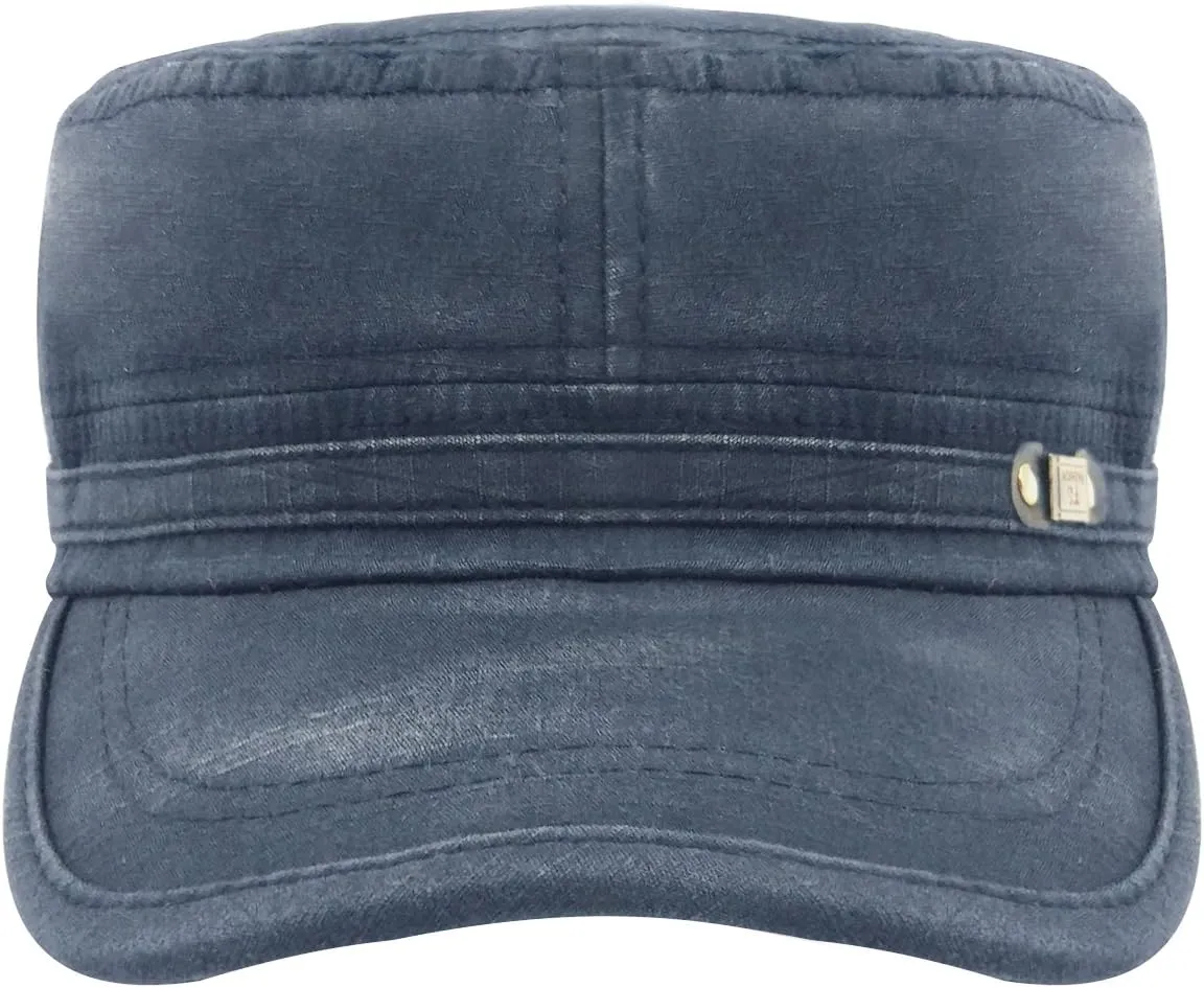 Glamorstar Unisex Cadet Army Cap Washed Cotton Twill Military Corps Hat Flat Top Cap