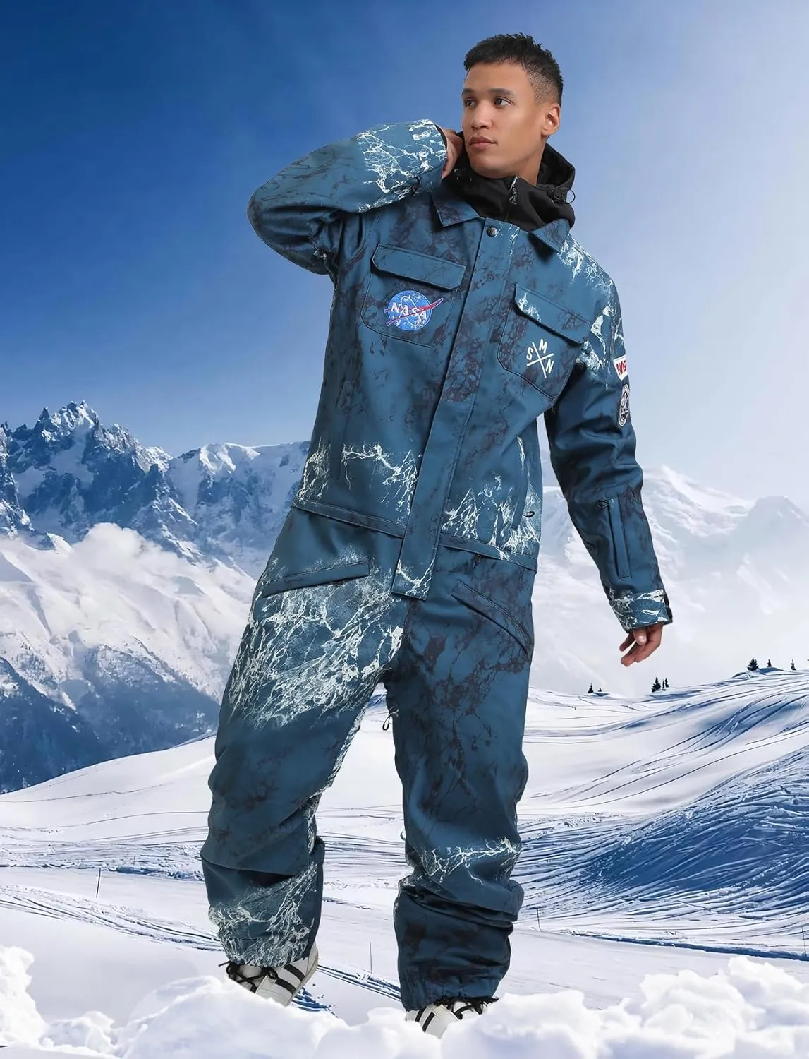 GSOU SNOW Ski Suits Women Men One Piece Snow Suits Waterproof Windproof Men Snowsuit Insulated Ski Jumpsuit for Snow Sports