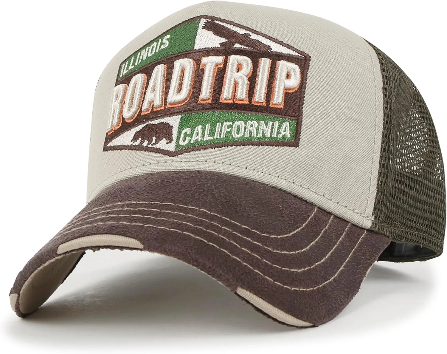 ililily Premium Road Trip Vintage Distressed Snapback Trucker Hat Baseball Cap