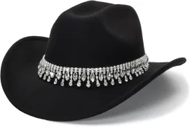 INOGIH Western Outback Cowboy Hats - Fashionable Cowgirl Hats Felt Fedora Hat for Party Music Festival