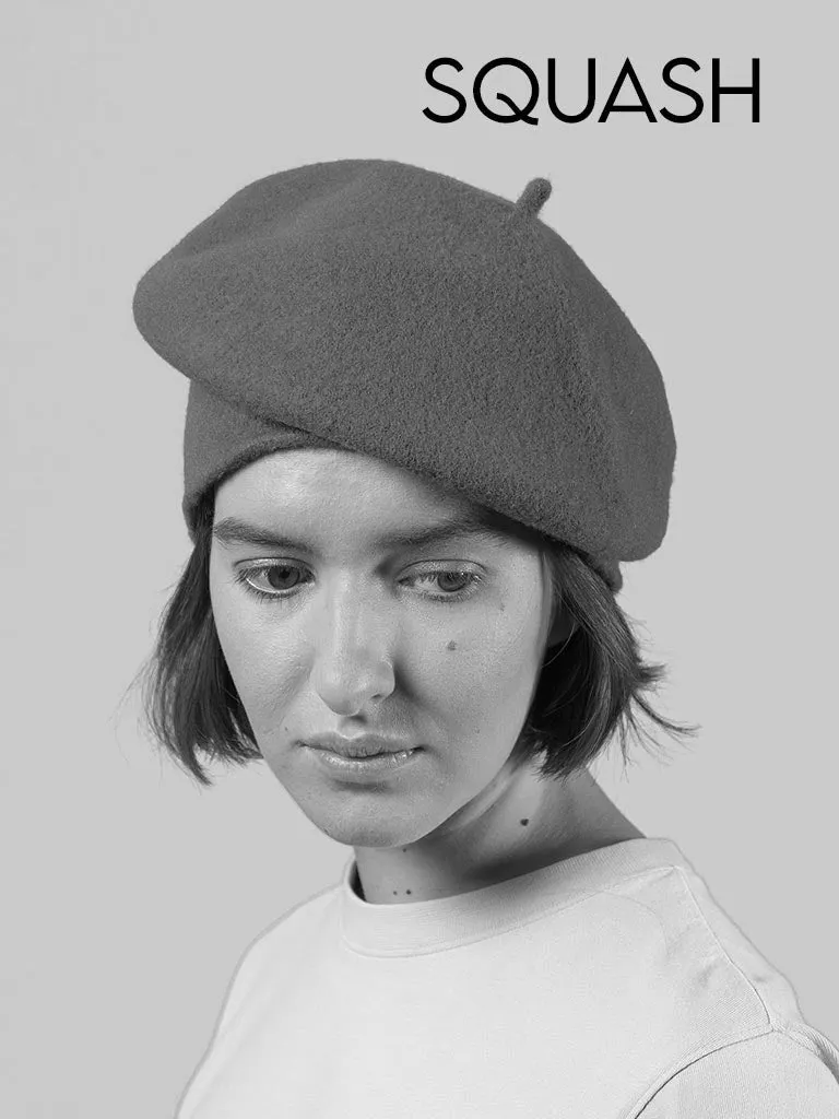 KOPKA Roll Up Woollen Felix Beret - Camel with Viola Tip