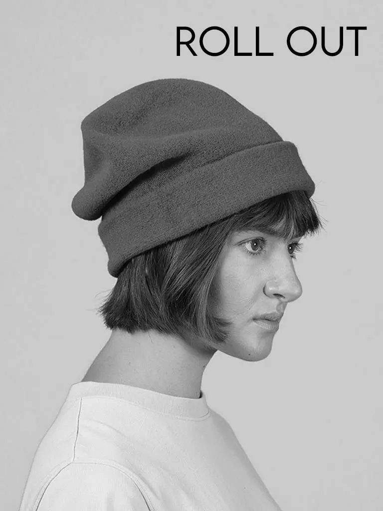 KOPKA Roll Up Woollen Felix Beret - Camel with Viola Tip