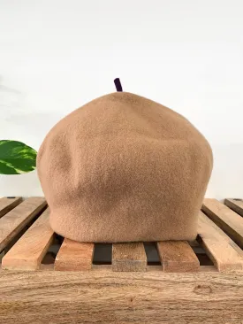 KOPKA Roll Up Woollen Felix Beret - Camel with Viola Tip