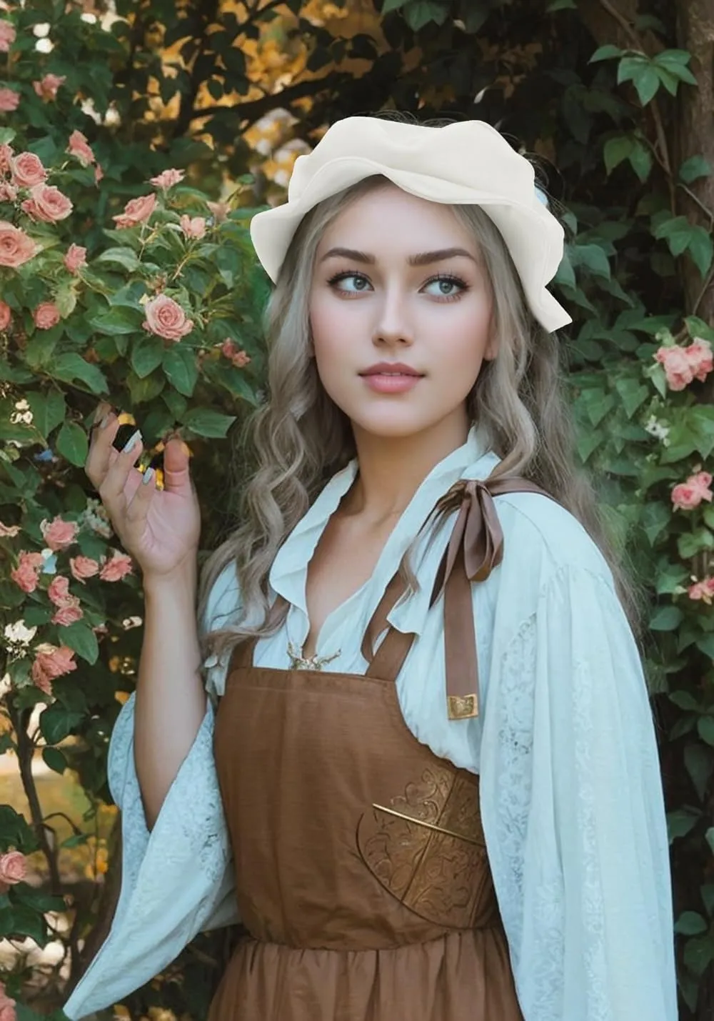KUOIN Medieval Beret Tudor Flat Cap Faux Suede Bonnet Unisex Renaissance Hat Ren Faire Costume Accessories