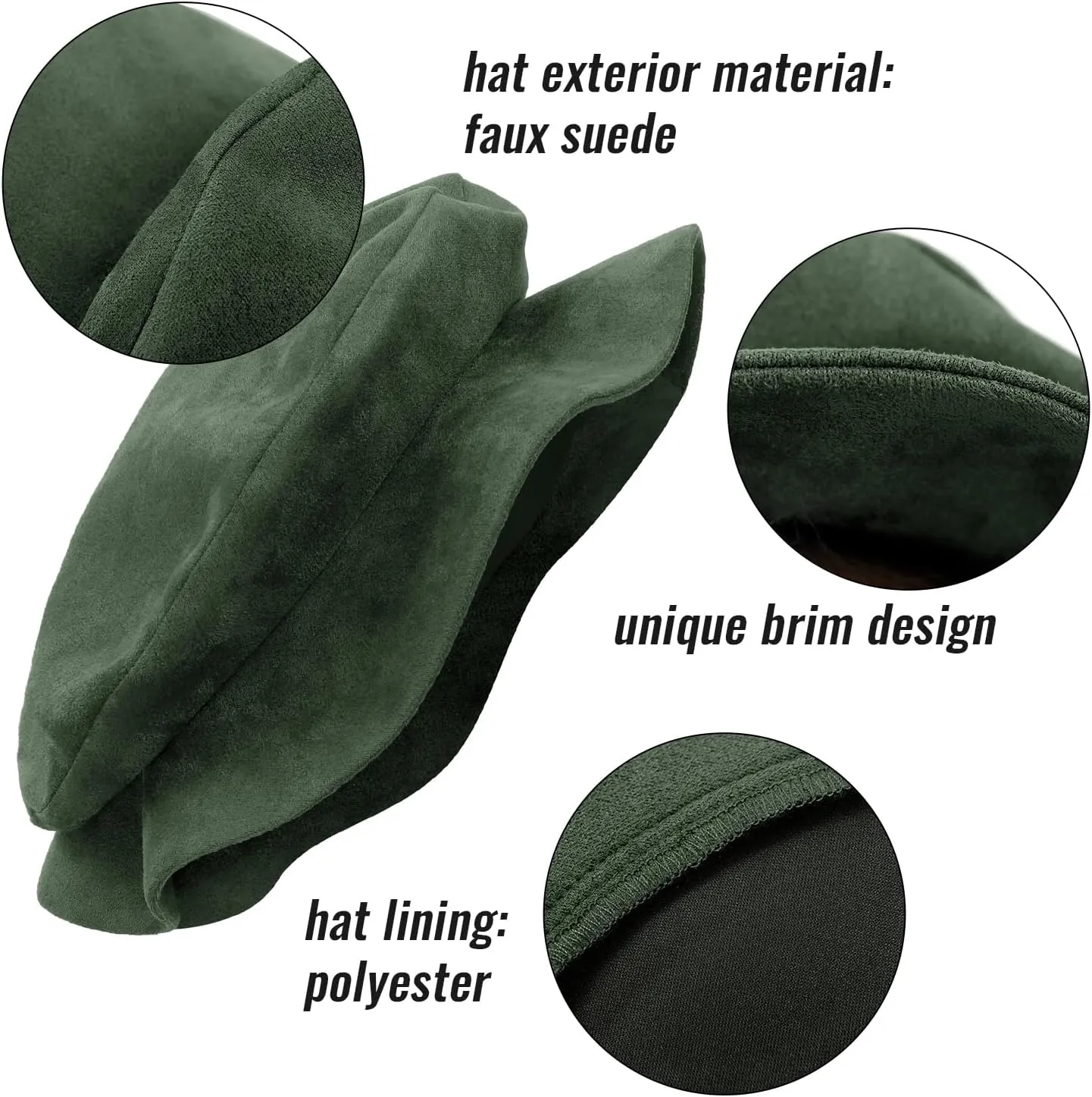 KUOIN Medieval Beret Tudor Flat Cap Faux Suede Bonnet Unisex Renaissance Hat Ren Faire Costume Accessories