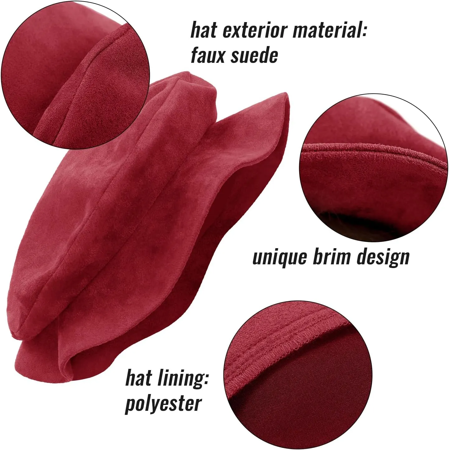 KUOIN Medieval Beret Tudor Flat Cap Faux Suede Bonnet Unisex Renaissance Hat Ren Faire Costume Accessories