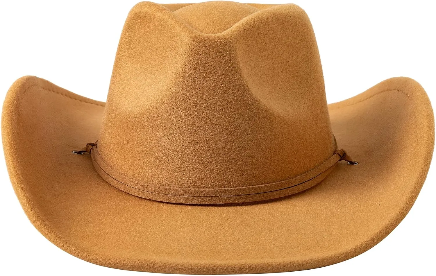 Lanzom Women Men Retro Felt Wide Brim Western Cowboy Cowgirl Hat Dress Up Hat with Wind Lanyard