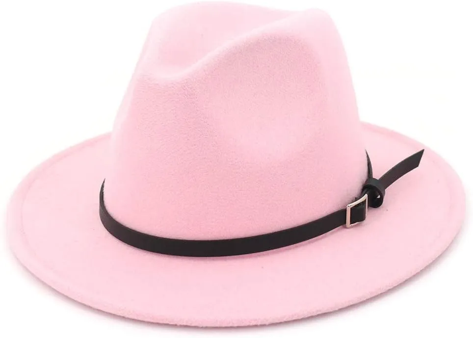 Lisianthus Women & Men Wide Brim Belt Buckle Fedora Hat Caps