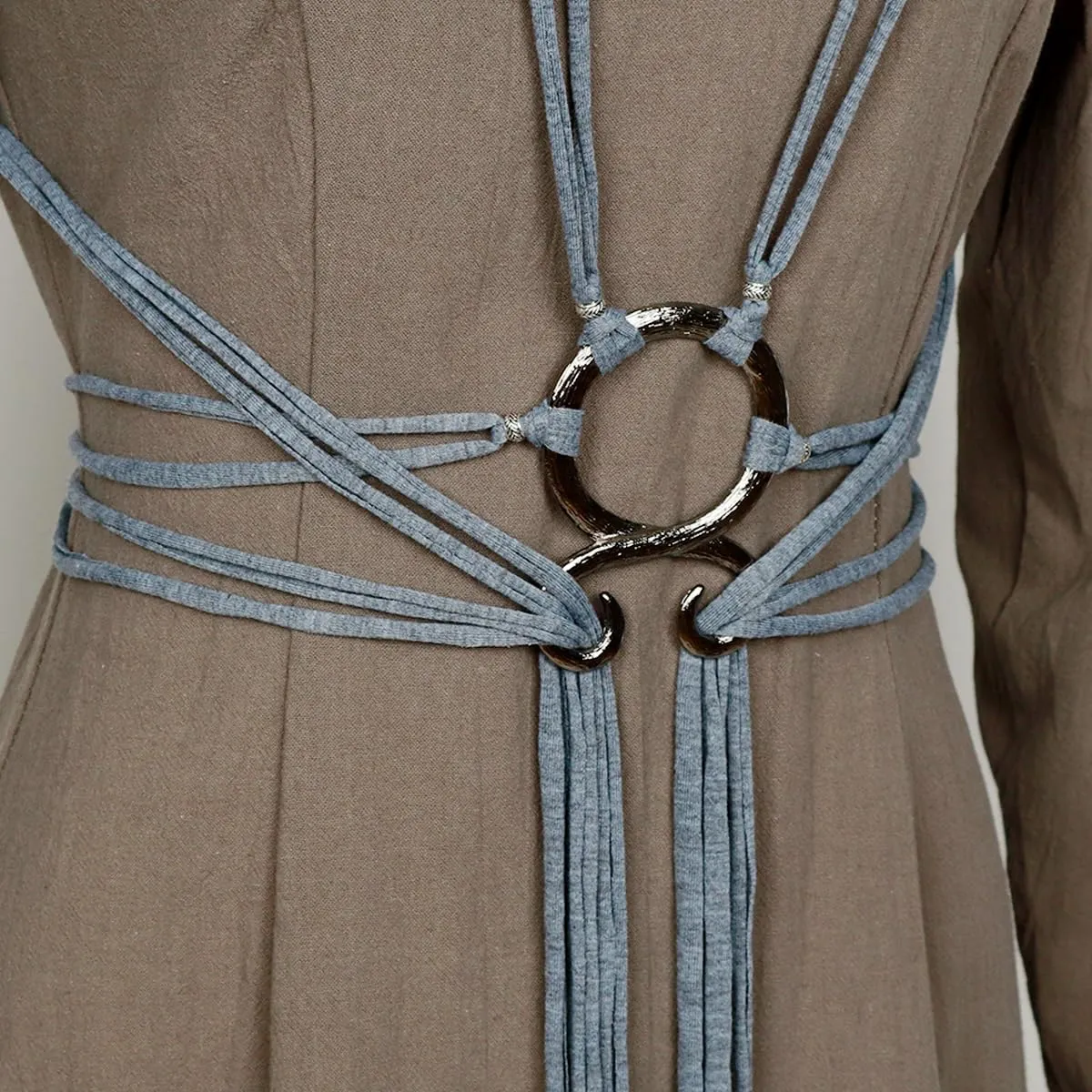 L'VOW Viking Troll Cross Belt Women Medieval Extra Long Rope Belt for Norse Witch Shaman Pagan Ren Faire Accessory