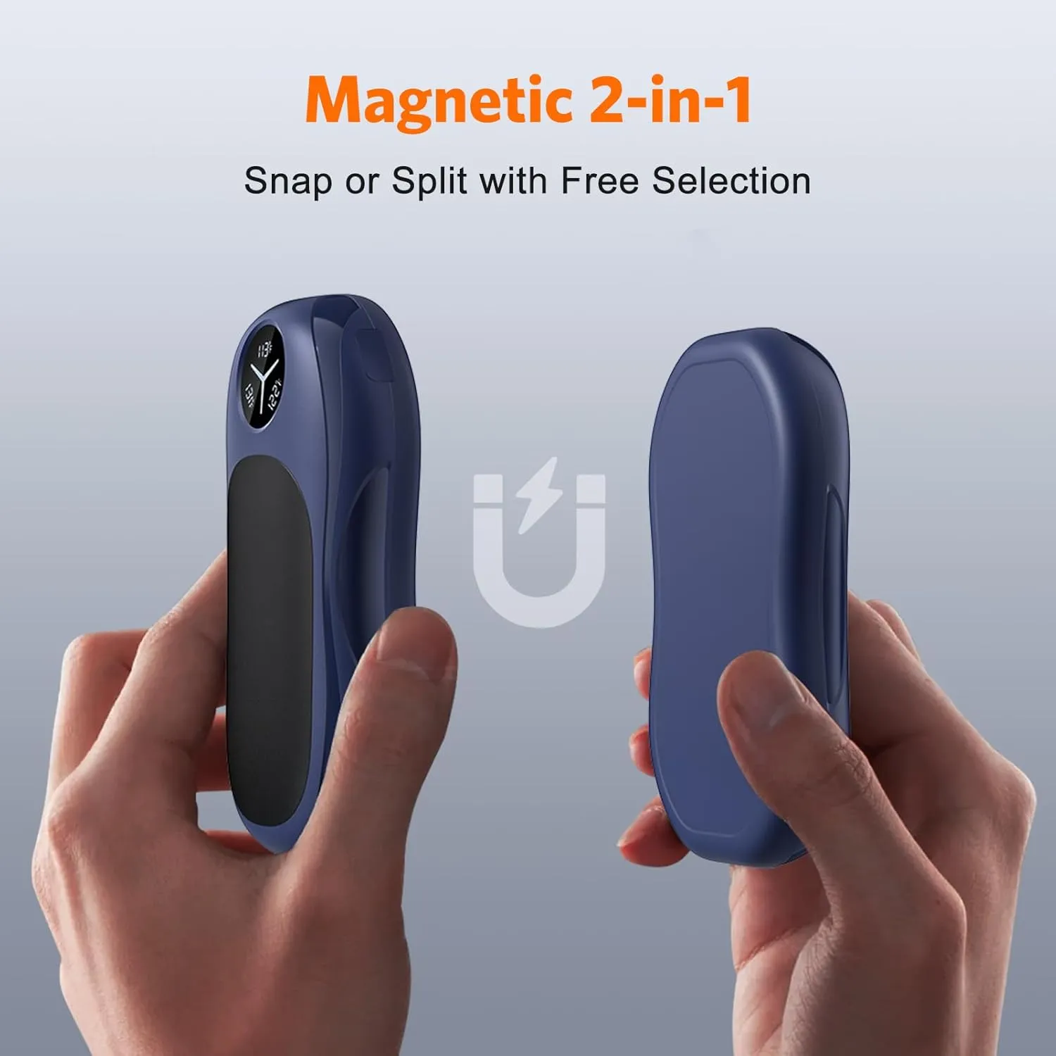 Magnetic Hand Warmers Rechargeable 2 Pack, 6000mAh Electric Hand Warmer LED Display, USB Charging Reusable Handwarmers, Gloves Fitting Portable Heater Golf Hunting Outdoor Essentials Men Women
