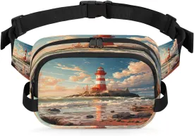 Nautical Beacon Lighthouse Fanny Pack for Men Women Running Hiking Waist Bag Small Crossbody Belt Hip Bag Purse for Travel Cycling Waist Pack with Adjustable Strap