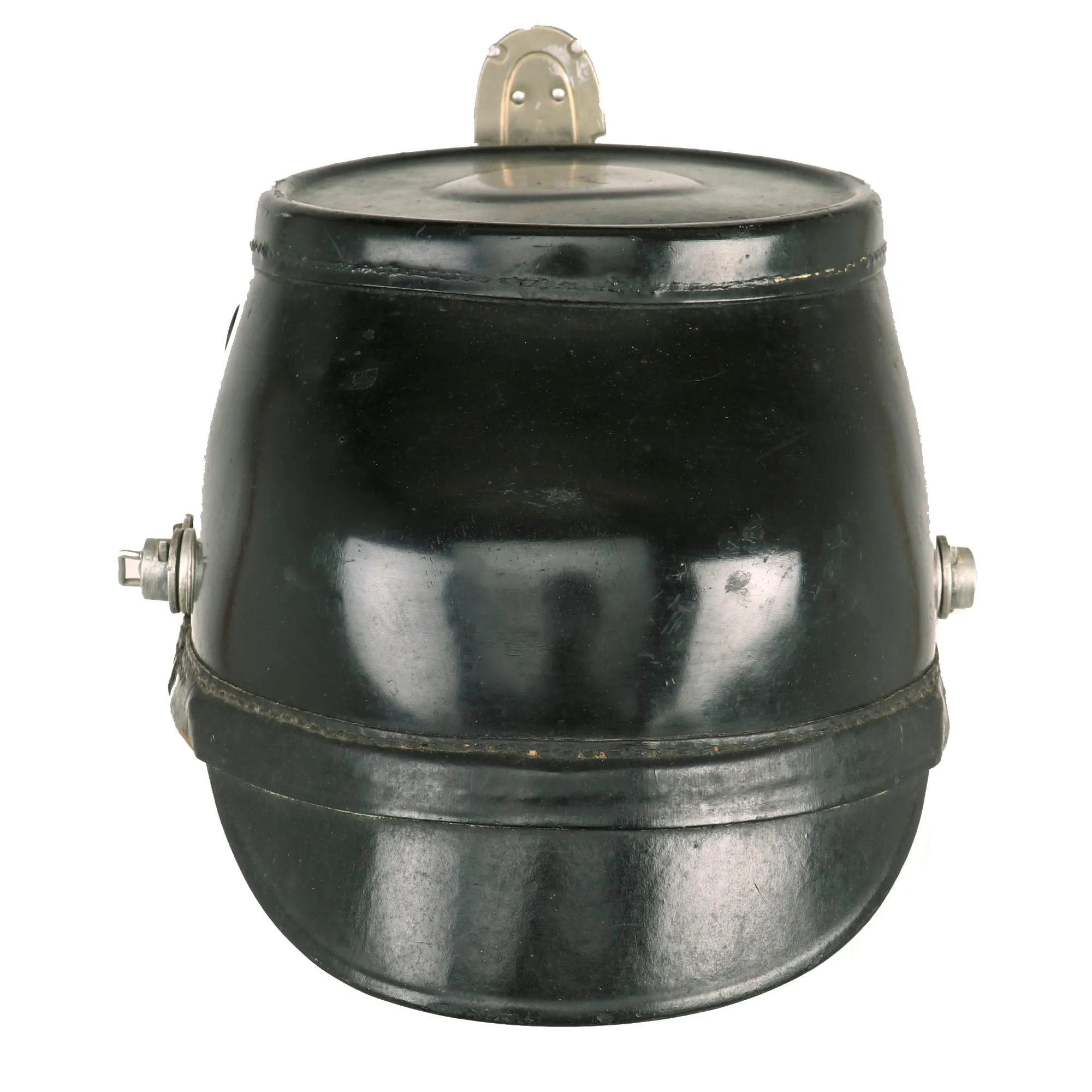 Original German Pre-WWII Early Pattern Metropolitan Police Shako in Black with Cockade & Chinstrap