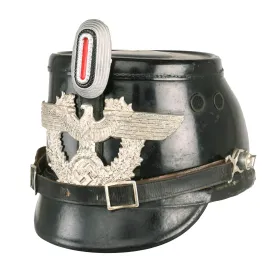 Original German Pre-WWII Early Pattern Metropolitan Police Shako in Black with Cockade & Chinstrap