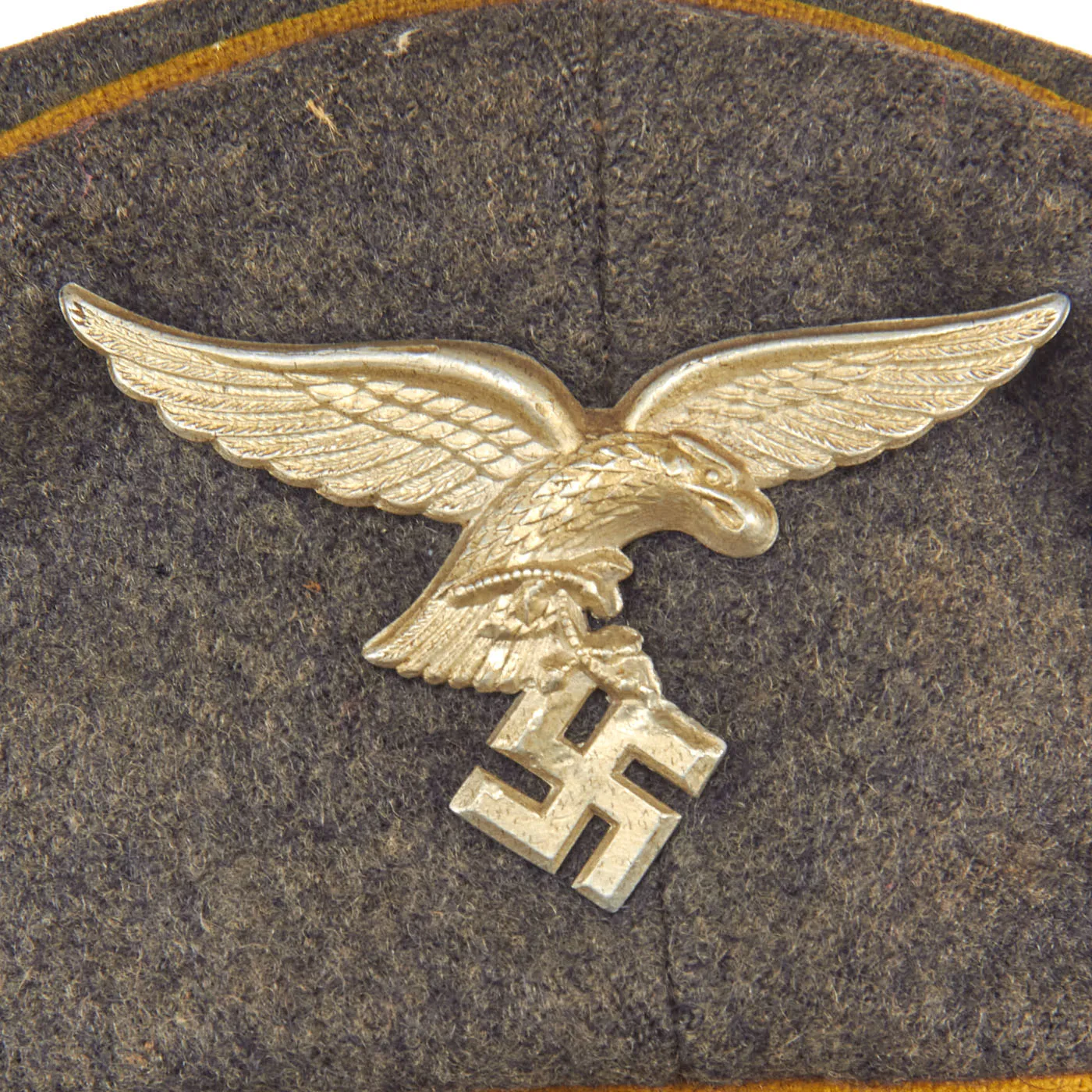 Original German WWII Luftwaffe Flight Branch EM & NCO Schirmmütze Visor Cap with Jüterbog Airfield Marking