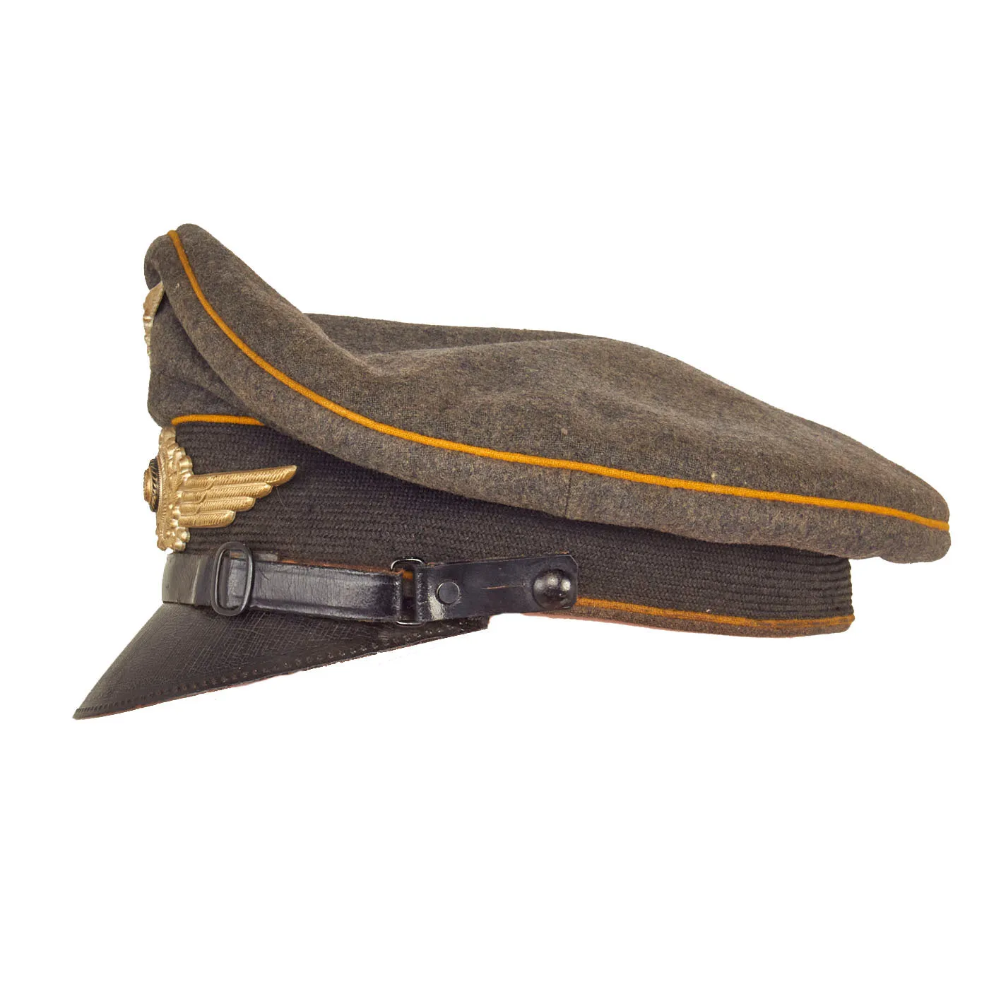 Original German WWII Luftwaffe Flight Branch EM & NCO Schirmmütze Visor Cap with Jüterbog Airfield Marking