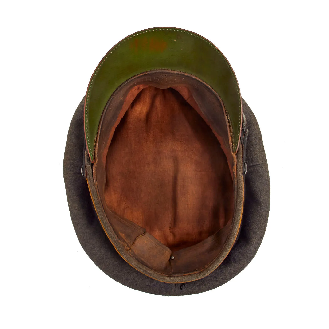 Original German WWII Luftwaffe Flight Branch EM & NCO Schirmmütze Visor Cap with Jüterbog Airfield Marking