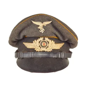 Original German WWII Luftwaffe Flight Branch EM & NCO Schirmmütze Visor Cap with Jüterbog Airfield Marking