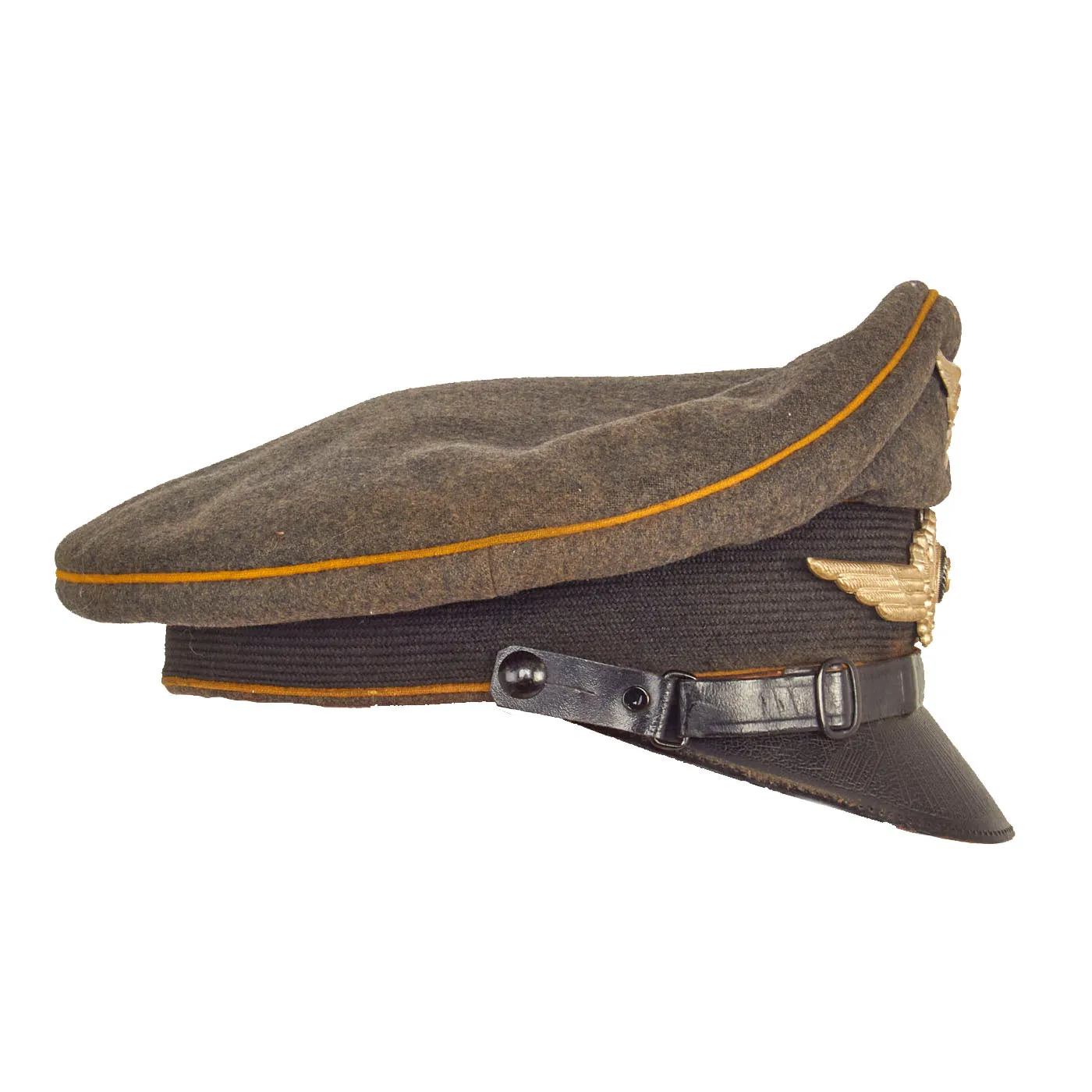 Original German WWII Luftwaffe Flight Branch EM & NCO Schirmmütze Visor Cap with Jüterbog Airfield Marking