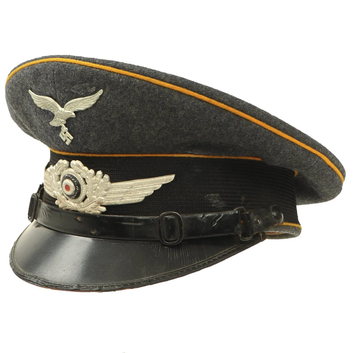 Original German WWII Luftwaffe Flight Branch EM/NCO Visor Cap by Carl Halfar - Size 55