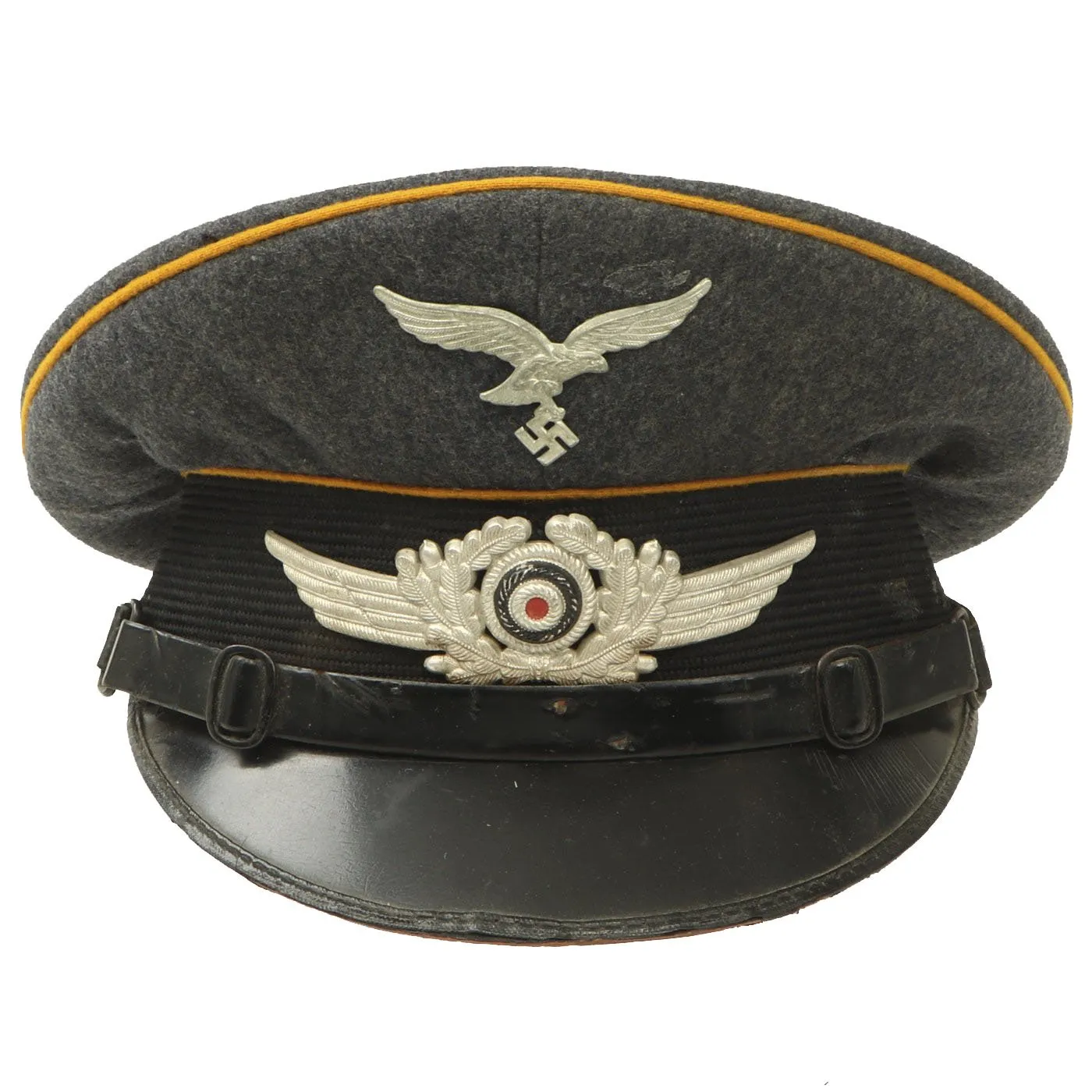 Original German WWII Luftwaffe Flight Branch EM/NCO Visor Cap by Carl Halfar - Size 55
