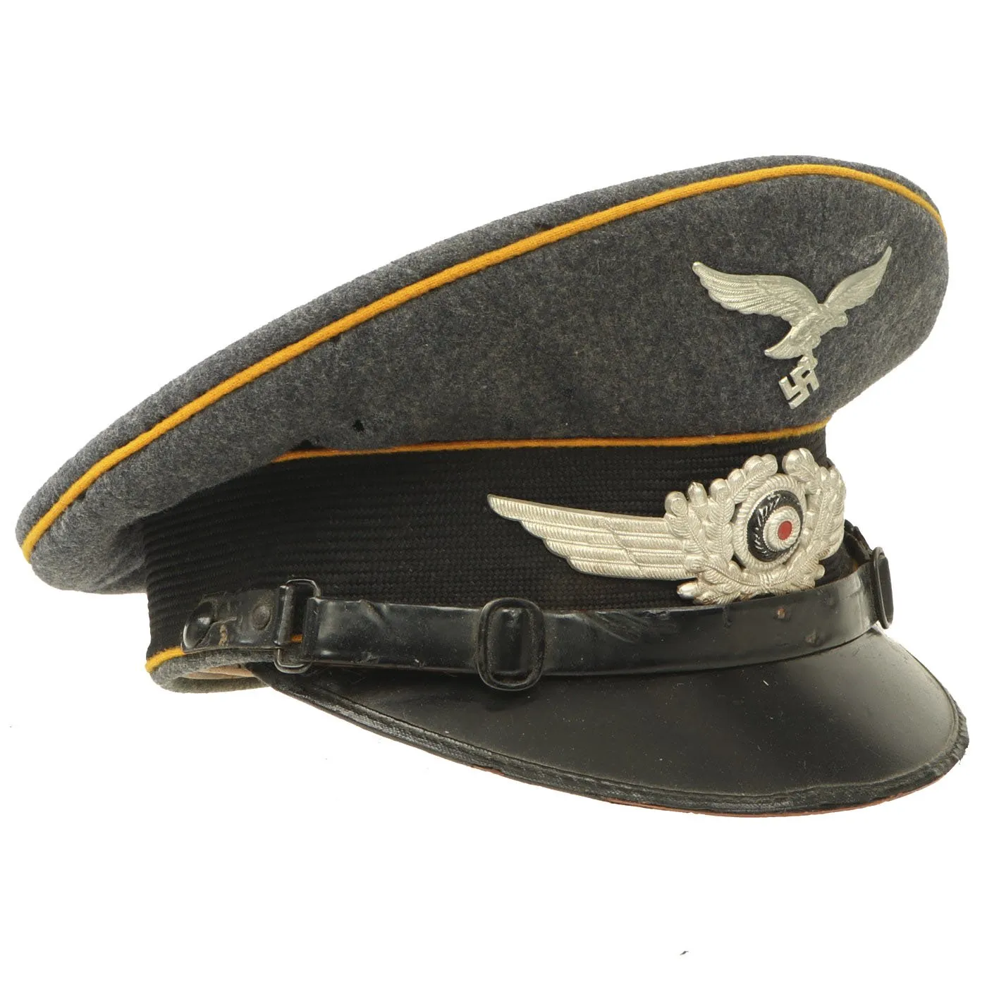 Original German WWII Luftwaffe Flight Branch EM/NCO Visor Cap by Carl Halfar - Size 55