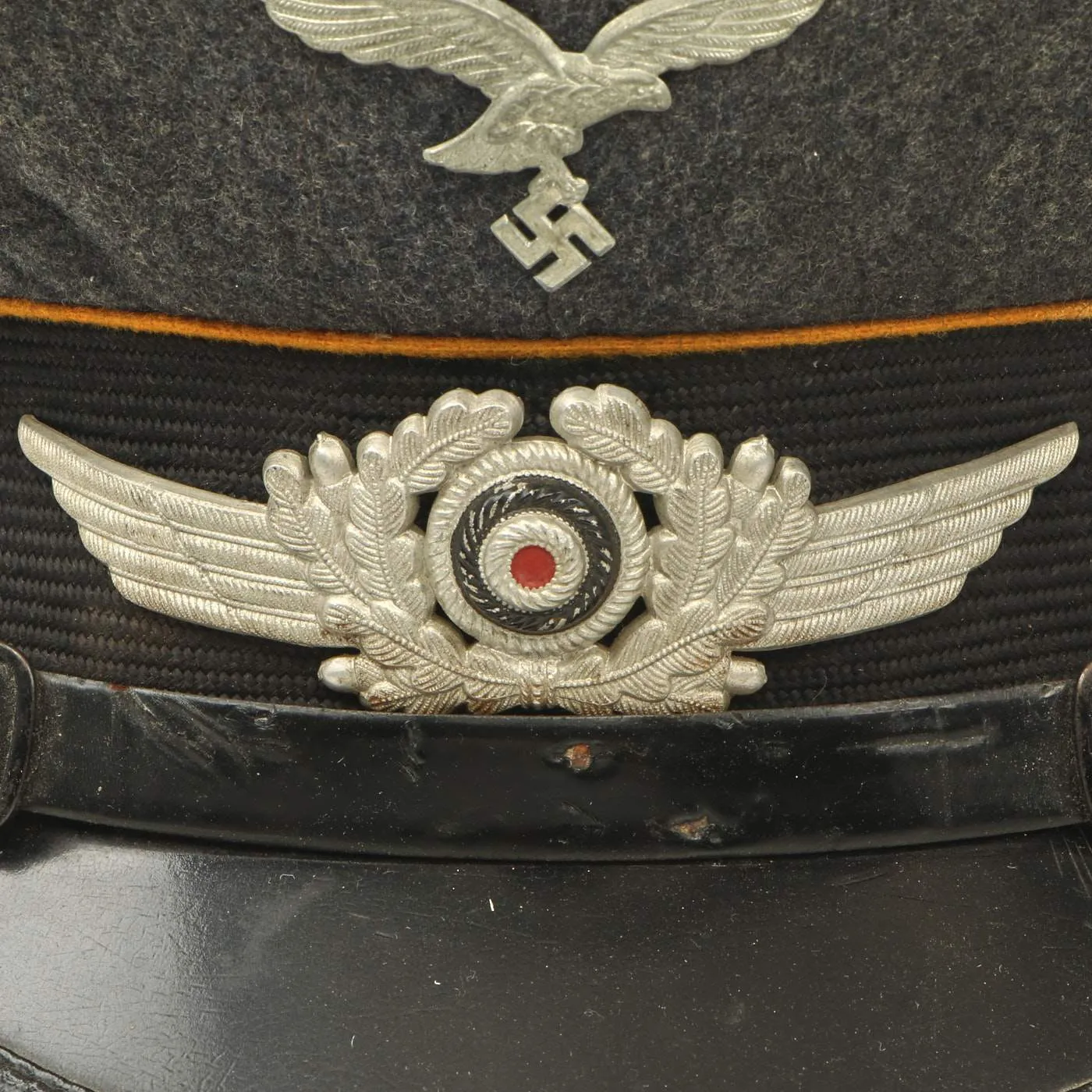 Original German WWII Luftwaffe Flight Branch EM/NCO Visor Cap by Carl Halfar - Size 55