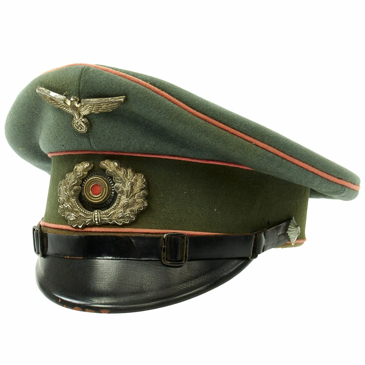 Original German WWII Named Heer Panzer NCO Peak Visor Cap by Feinstes Fabrikat - Regiment Marked