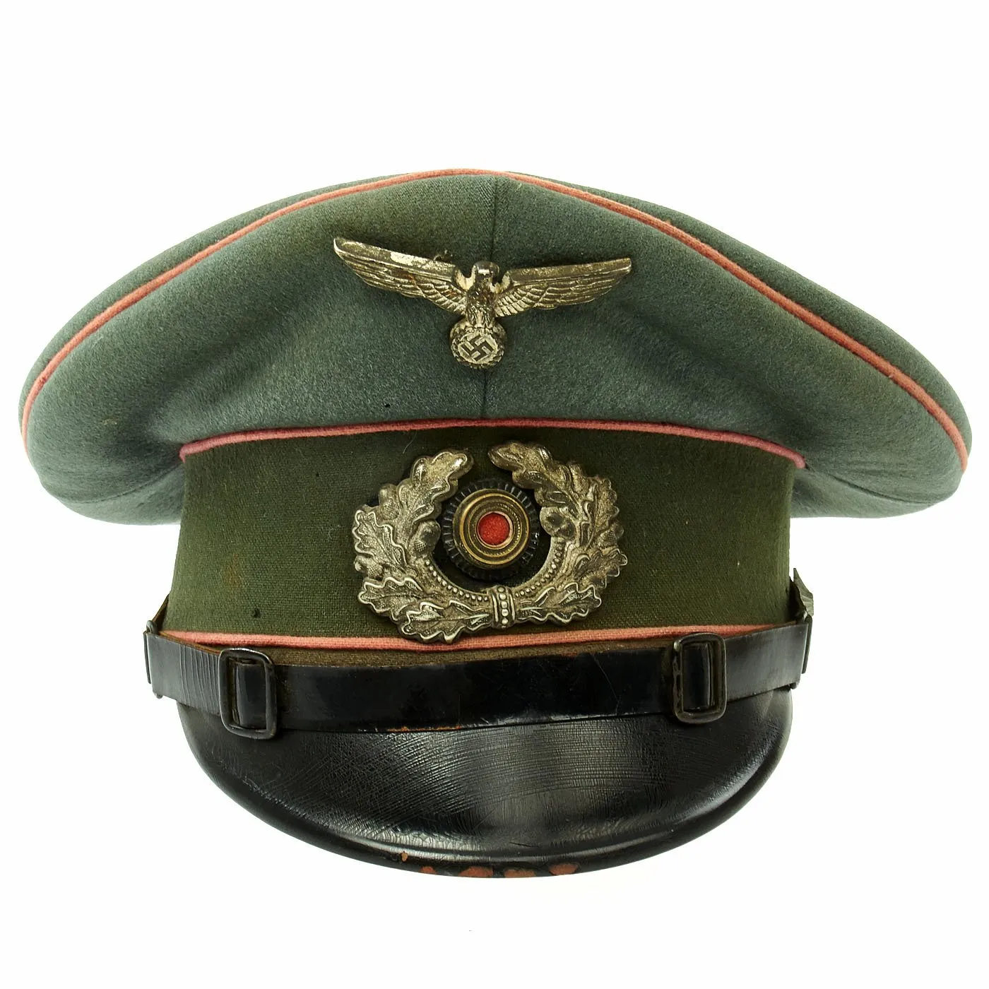 Original German WWII Named Heer Panzer NCO Peak Visor Cap by Feinstes Fabrikat - Regiment Marked